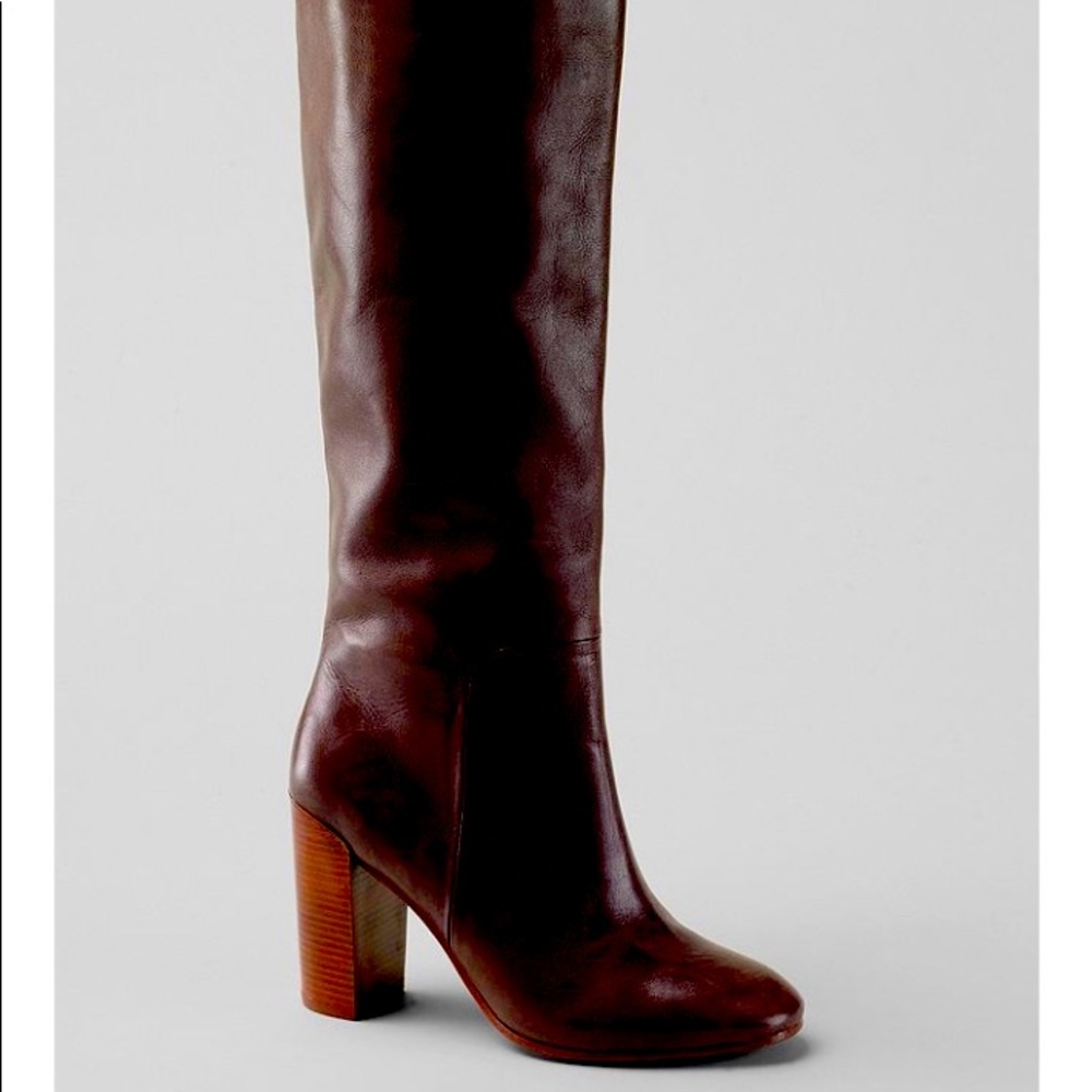Lands End 8 Black Tall Leather Stanton Pull On Boot, 3.5” heel